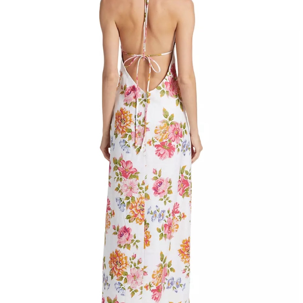 Reformation Seila Floral Linen Halter Maxi Dress